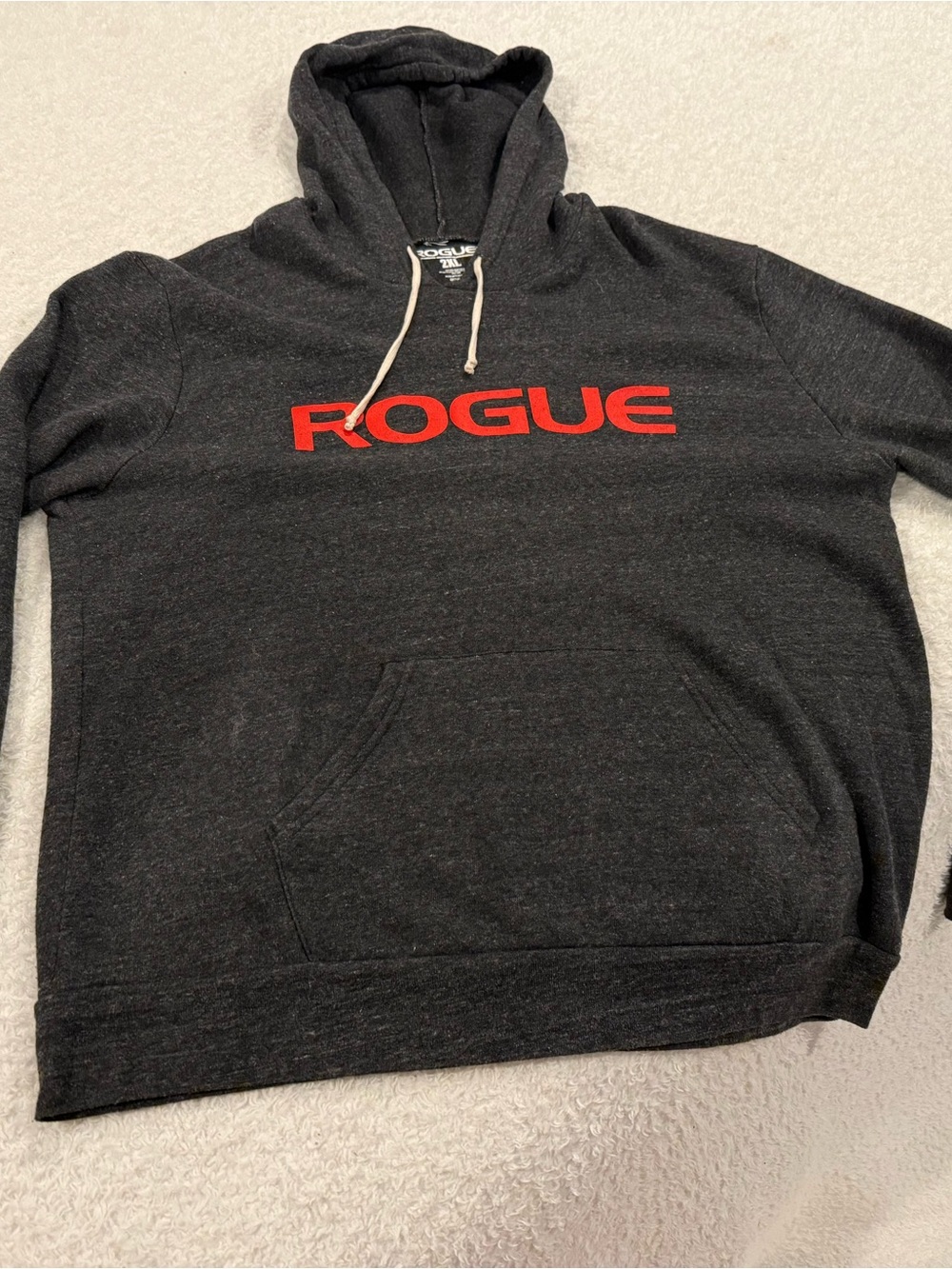 Rogue Men's Charcoal Zip-Up Hoodie with Red Logo